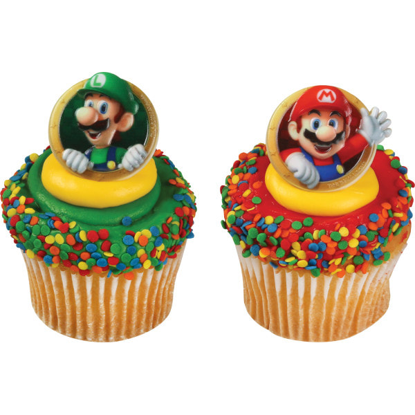 Super Mario Brothers 2" Round Comestibles Cupcake Toppers