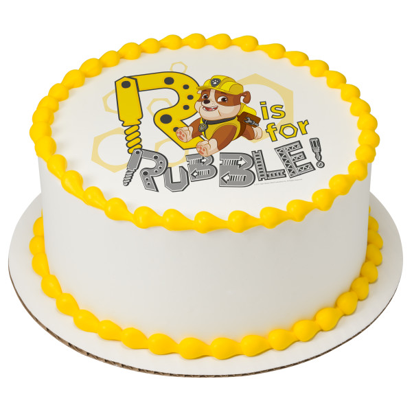 Paw Patrol Rubble Sitting Edible Cake Topper Image ABPID27277