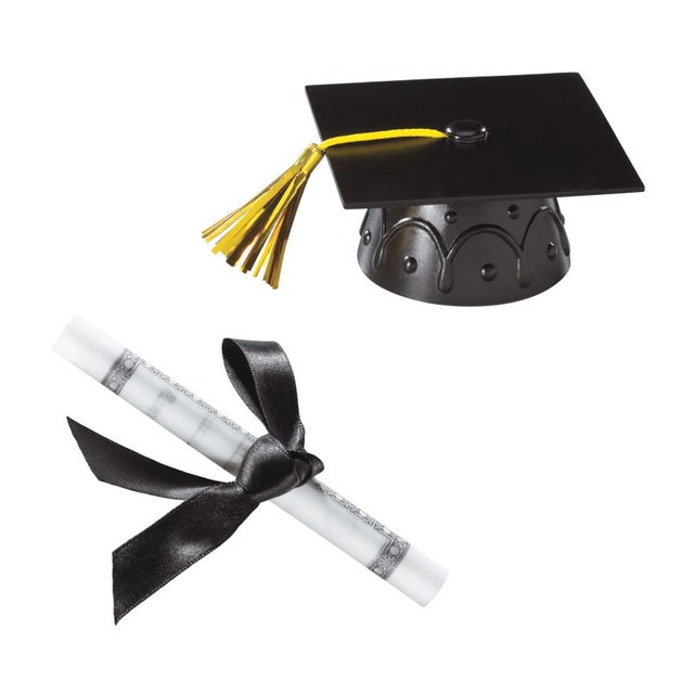 Cake Topper – XL Grad Cap and Diploma Pick silver – Cake Connection