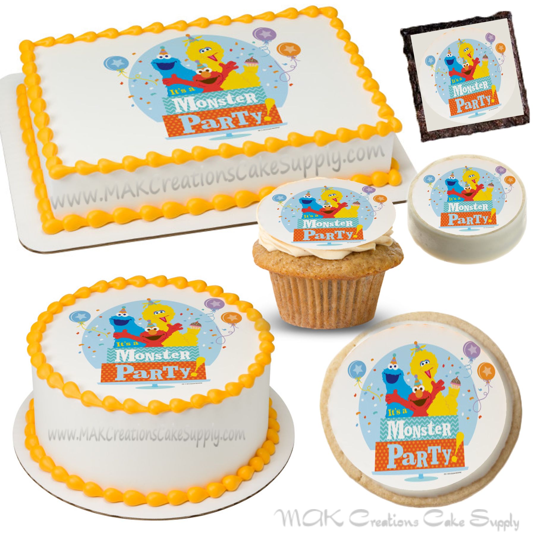 Elmo party decoration round edible party cake topper cake image 