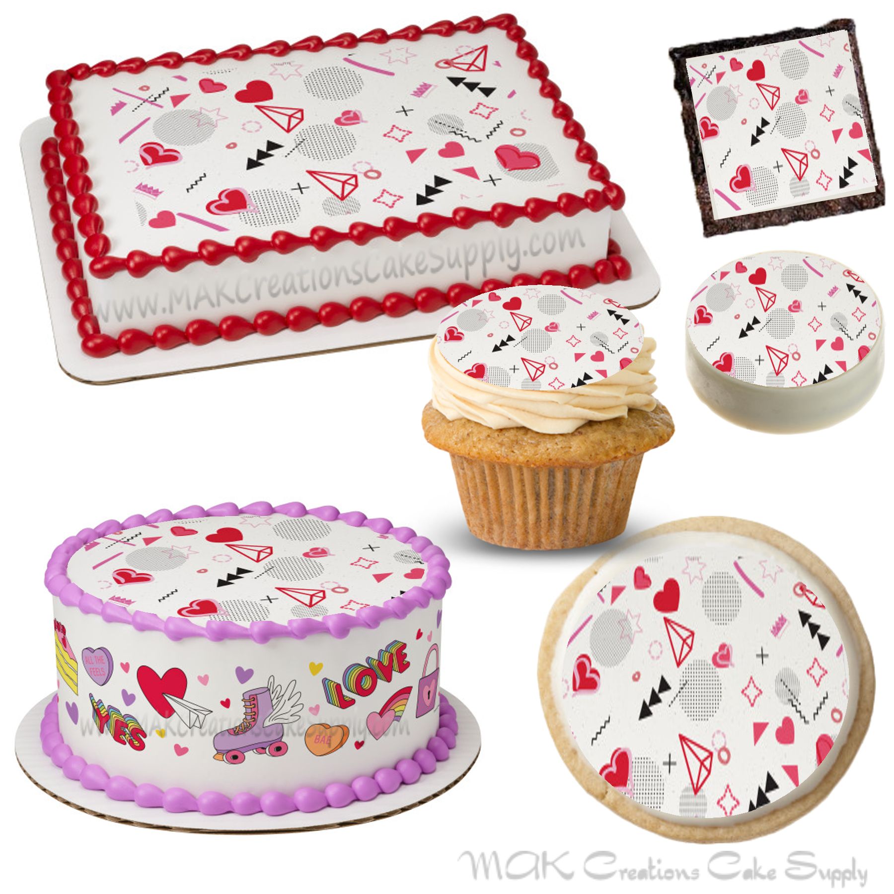 Sweet Décor™ Edible Cake Decorations - Geometric Heart Kit (19 pieces)