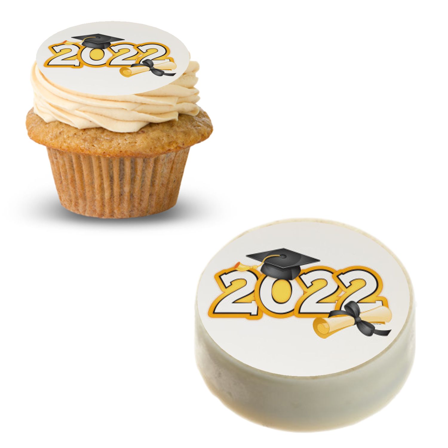30 x Cup Cake Edible Cake Topper Edible Rice Paper Graduation Party