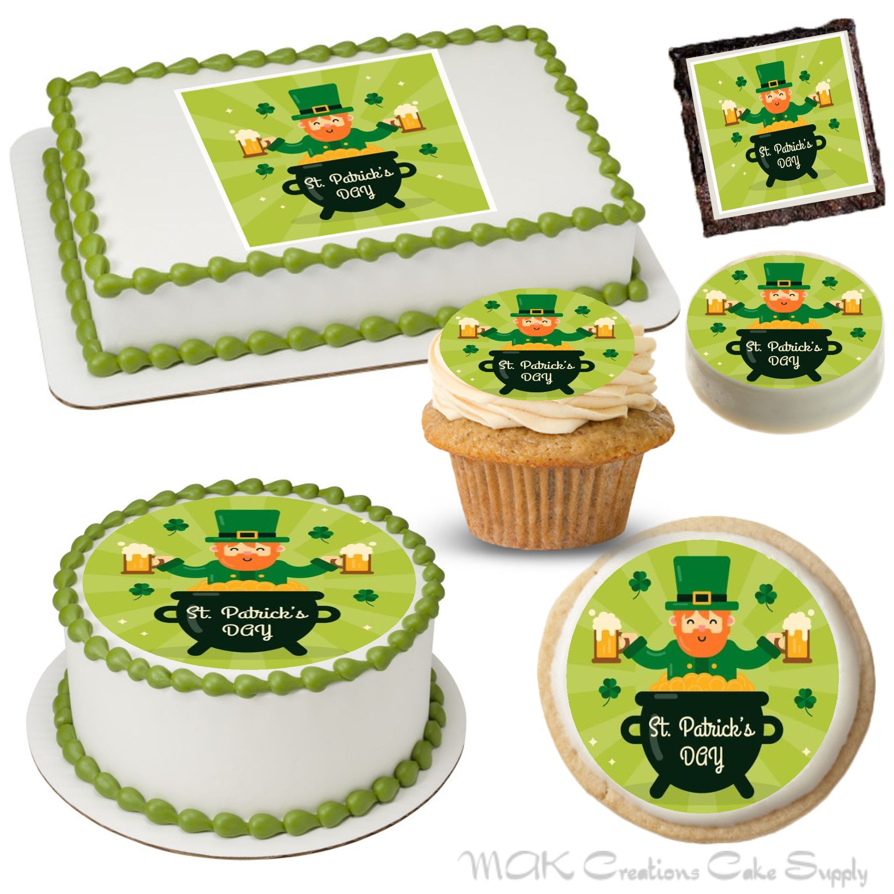 ST PATRICKS DAY EDIBLE CUPCAKE TOPPERS CAKE DECORATIONS 8075 