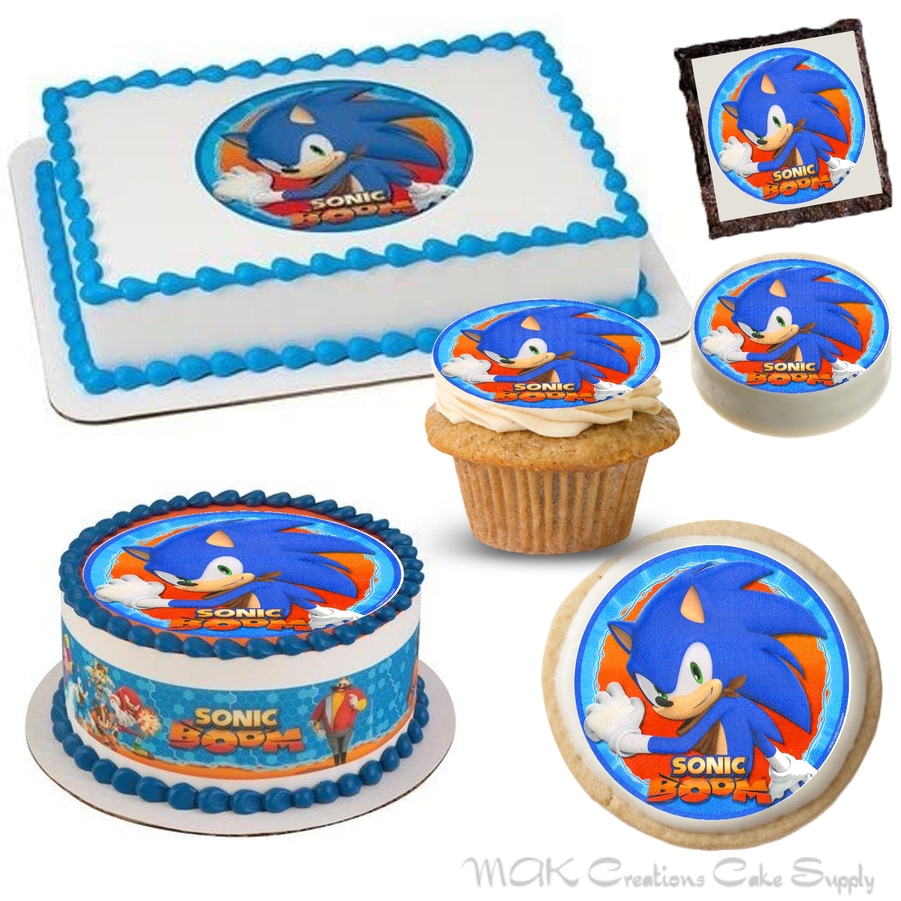 Sonic The Hedgehog Cake Topper Edible Birthday Cupcake Decoration