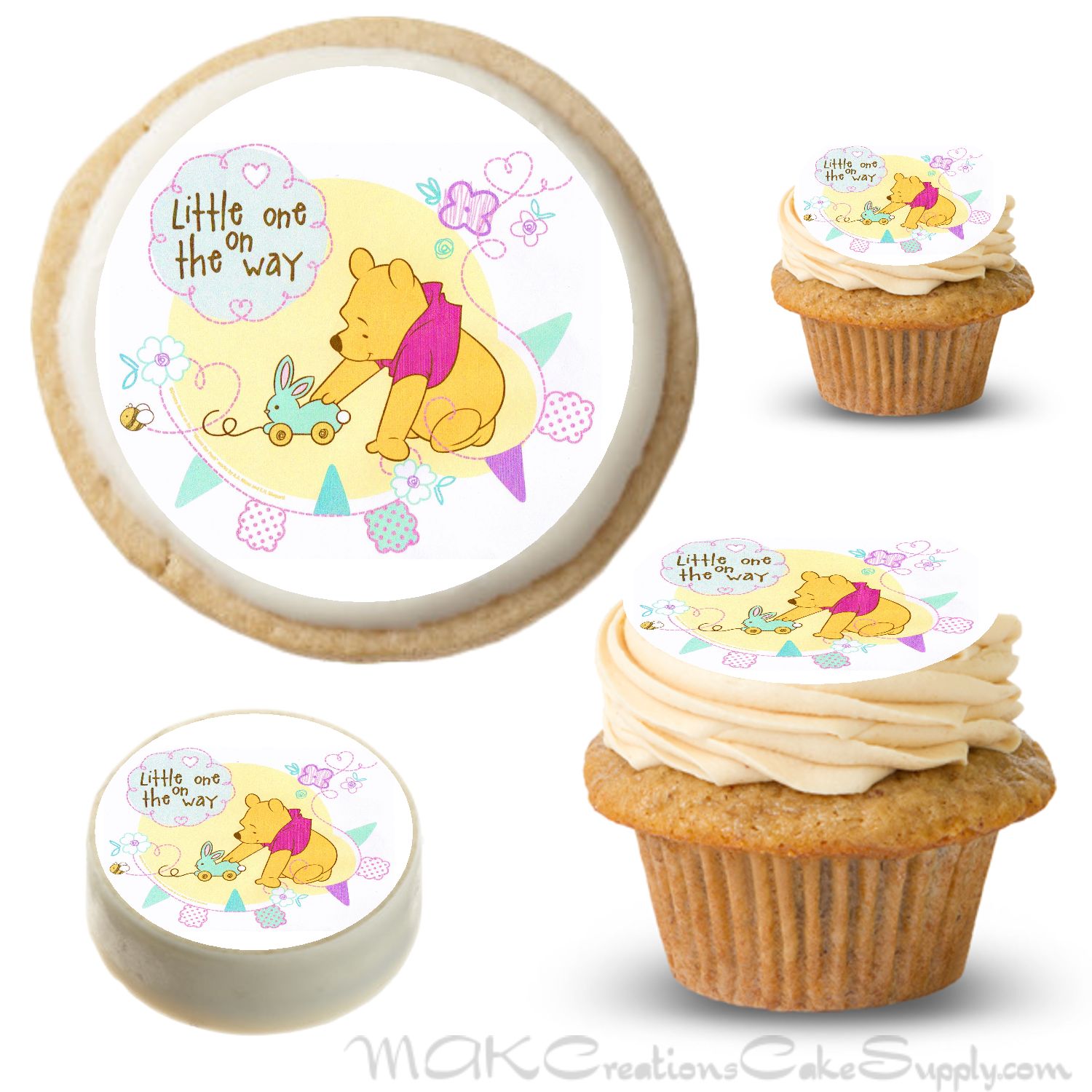  30 x Edible Cupcake Toppers Themed of Winnie the Pooh