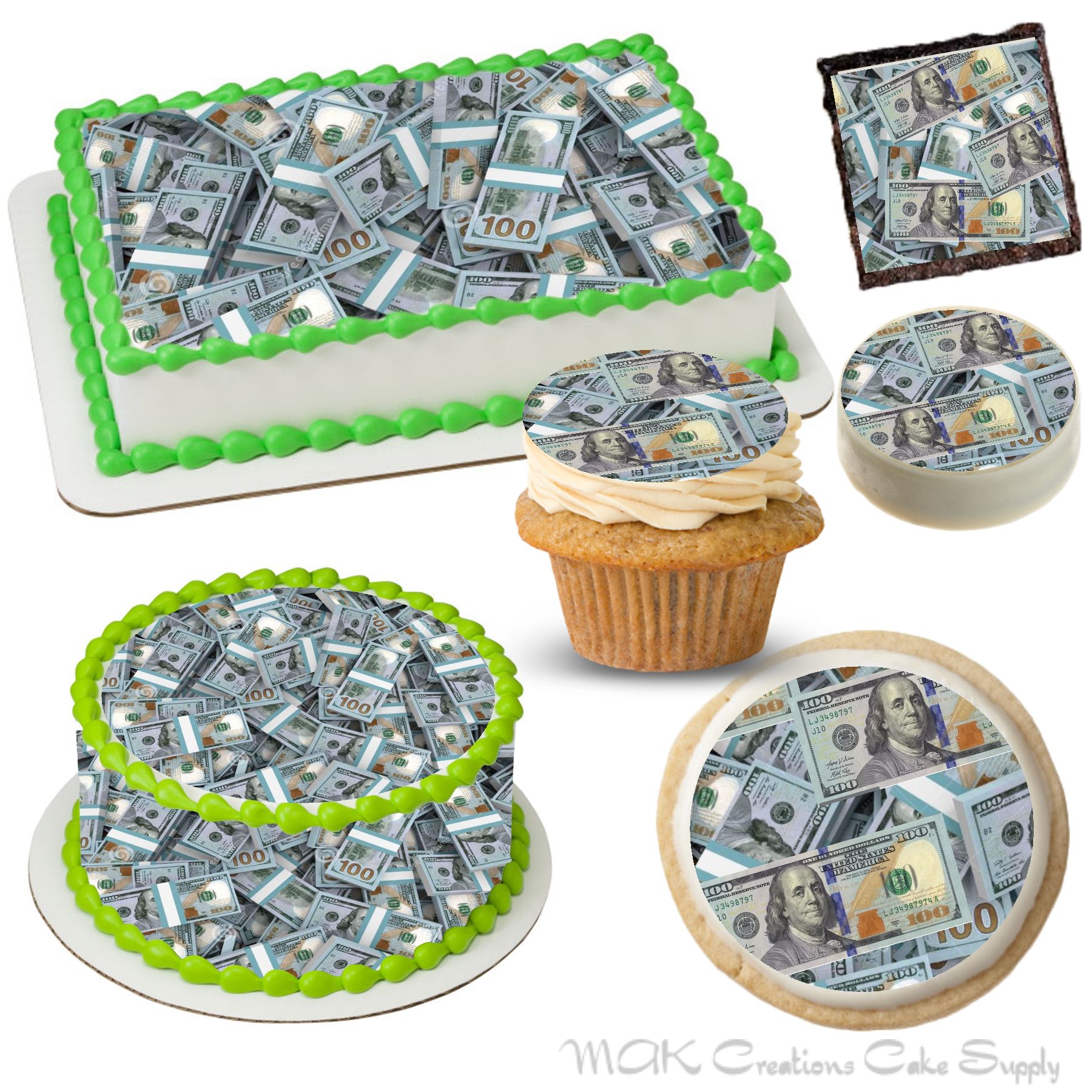 Edible money $100 A4 pound notes Cupcake, Cake, bun Topper – sewingkits