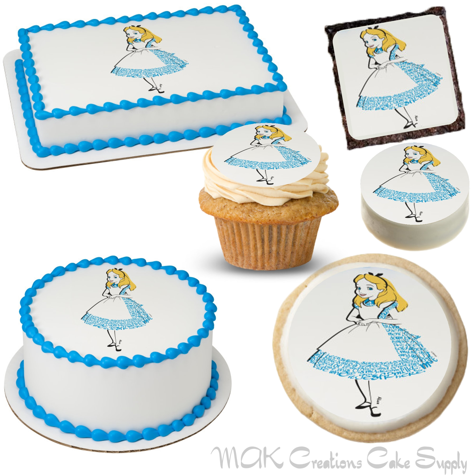 Alice Wonderland Image for 8 Round Frosting Sheet Edible Cake