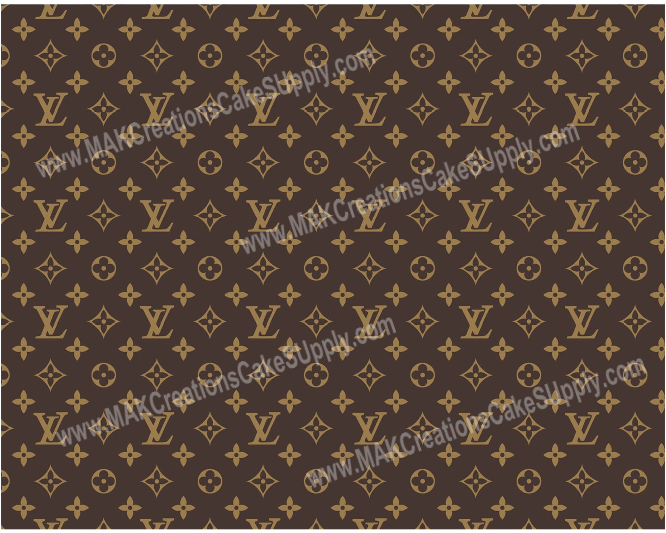Louis Vuitton Brown Patterned Edible A4 Sized Cake Topper